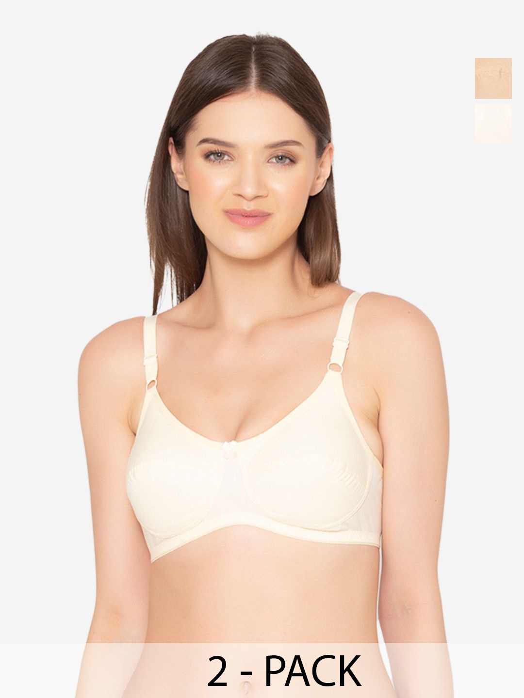 

GROVERSONS Paris Beauty Pack of 2 Women Solid Full Coverage Non-Padded Bra, Beige