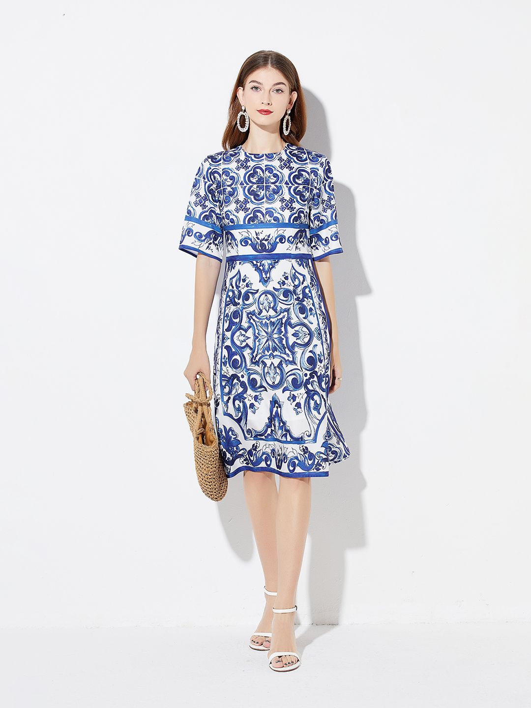 

JC Collection Women Ethnic Motifs Printed Flared Sleeve Sheath Dress, Blue