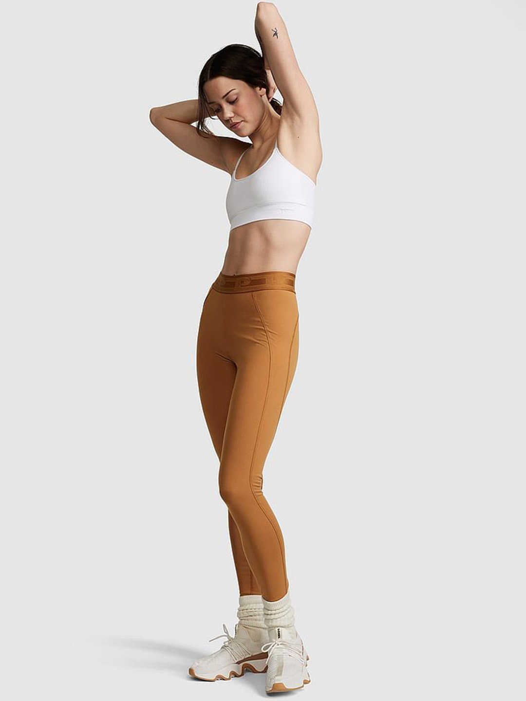 

Victoria's Secret PINK Ankle-Length Gym Tights, Brown