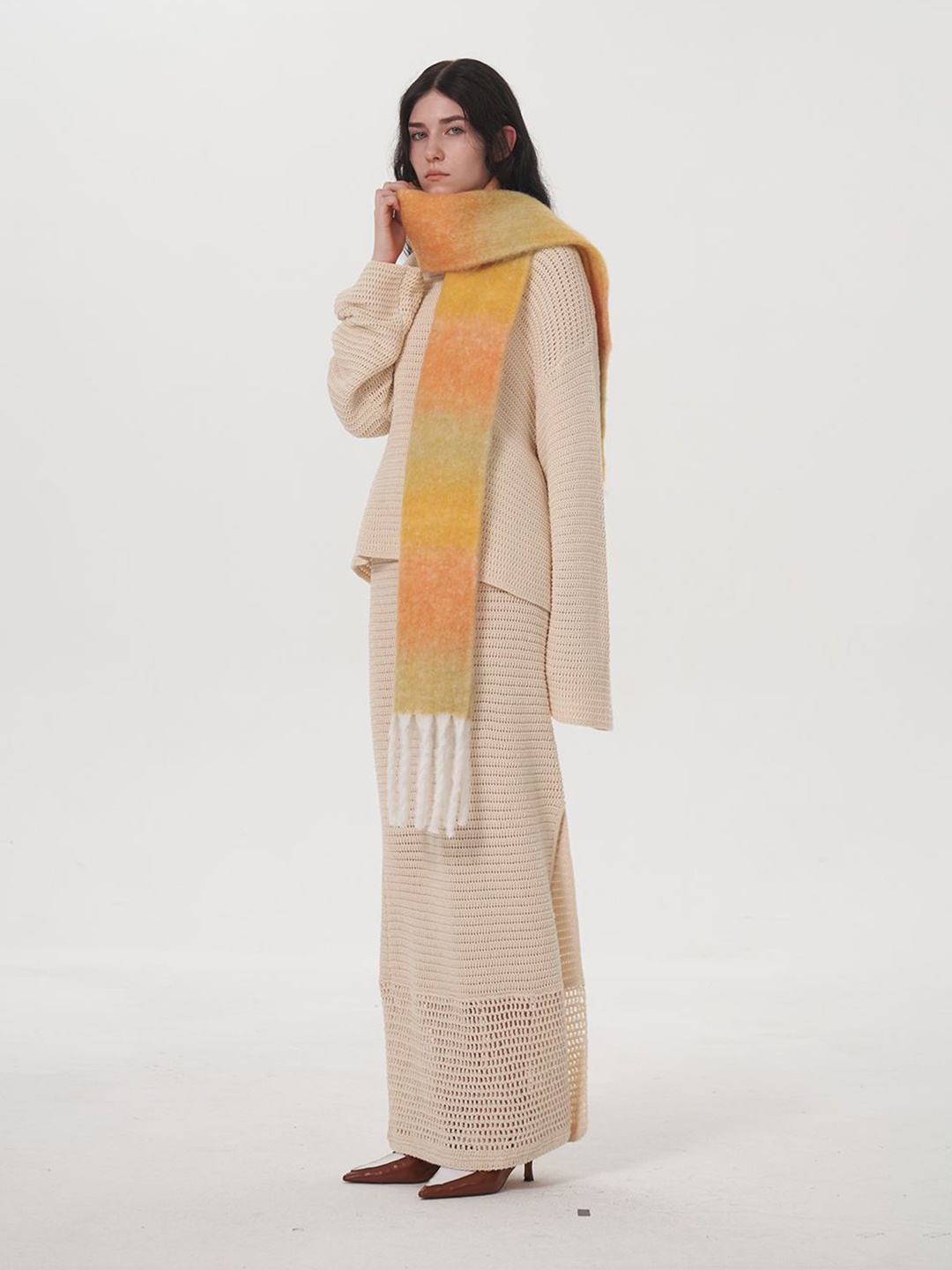 

JC Collection Women Printed Scarf, Orange