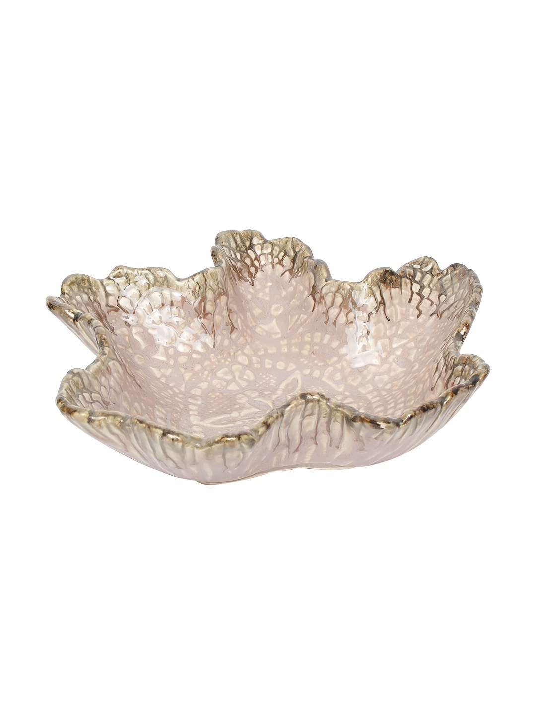 

AMALAFIEE CERAMICS Pink Textured Ceramic Microwave Safe Glossy Serving Bowl