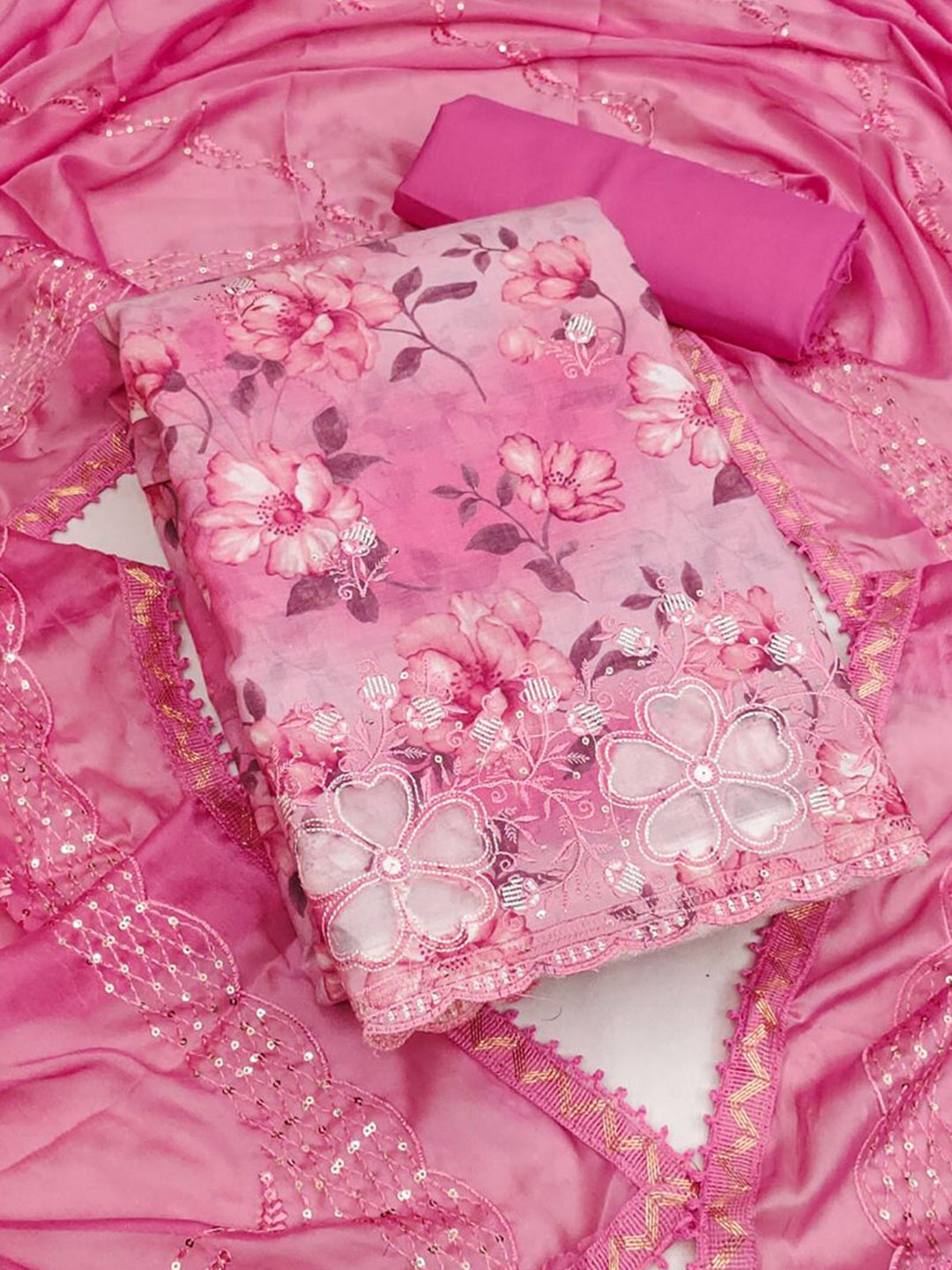 

ASISA Embroidered Unstitched Dress Material, Pink