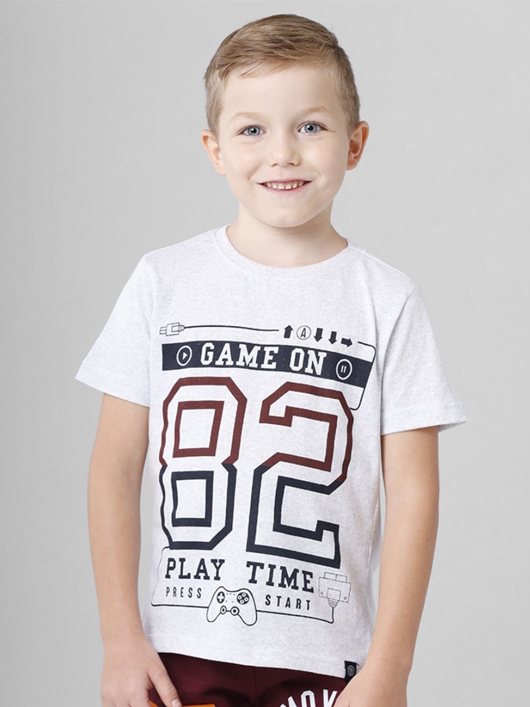 

BAESD Boys Typography Printed Round Neck Cotton T-shirt, White