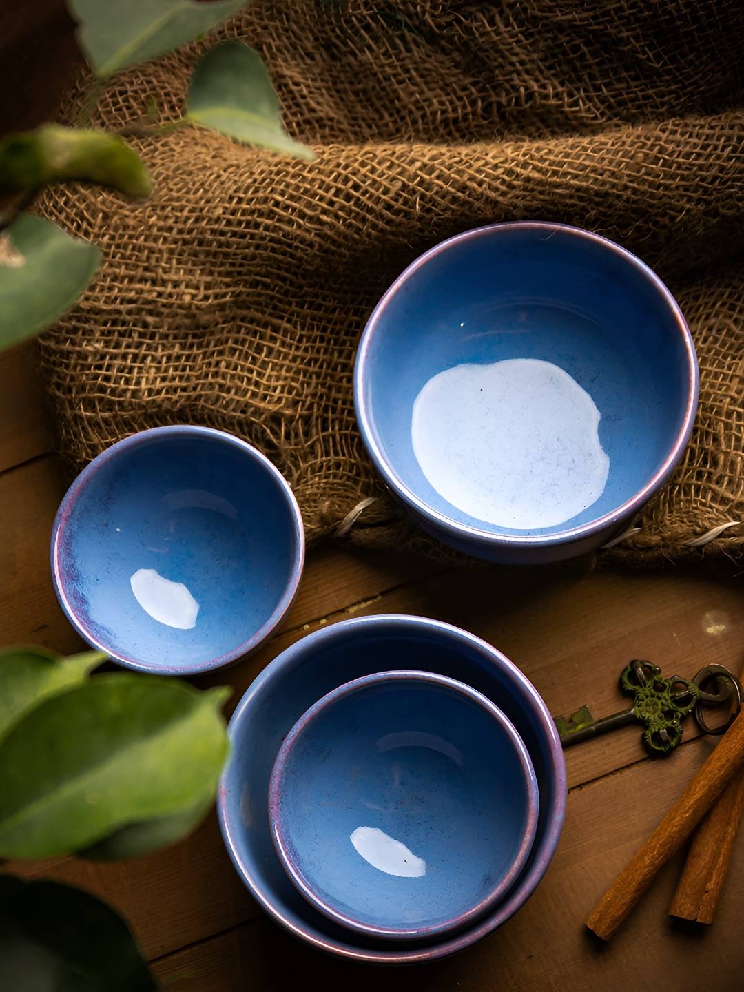 

AMALAFIEE CERAMICS Blue 4 Pieces Ceramic Serving Bowl