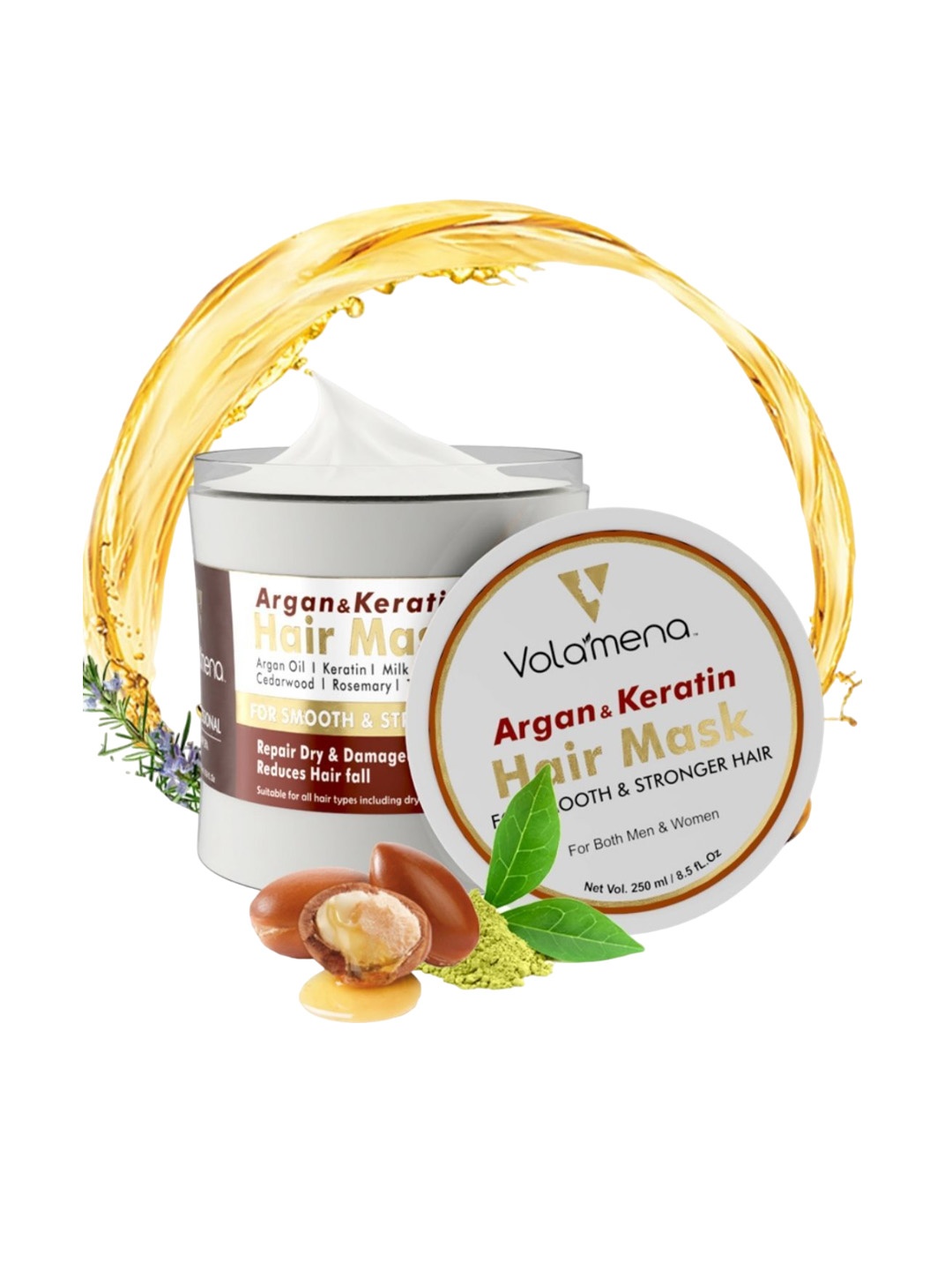 

Volamena Argan & Keratin Hair Mask For Smooth & Strong Hair 250 ml, Off white