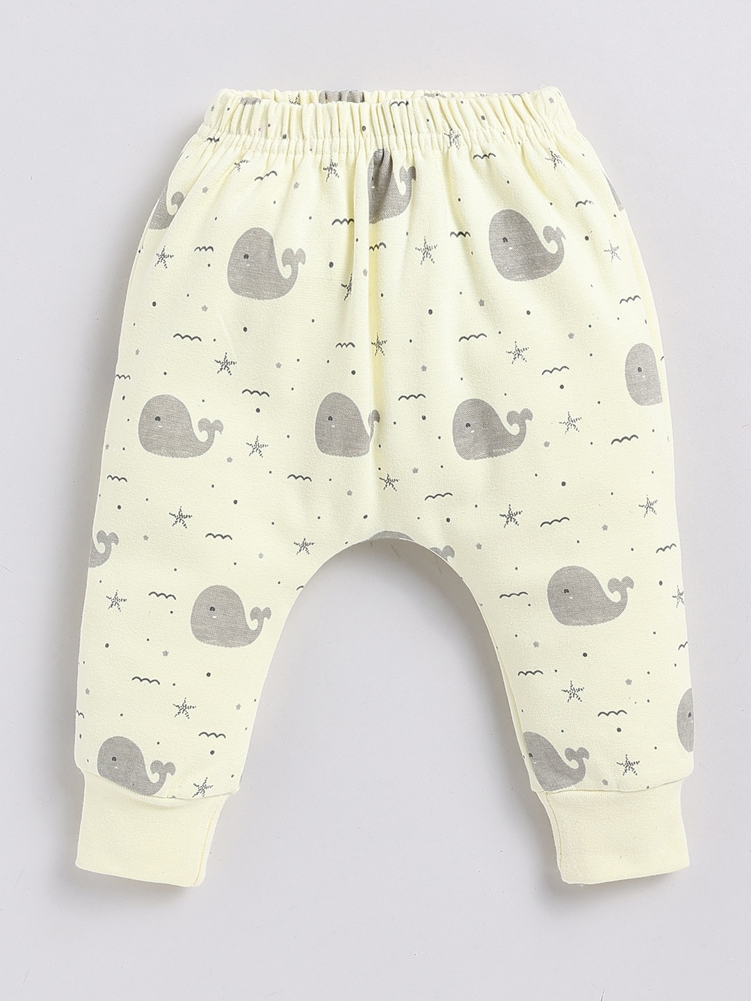 

YK X Tinyo Infant Girls Mid-Rise Printed Cotton Joggers, Yellow