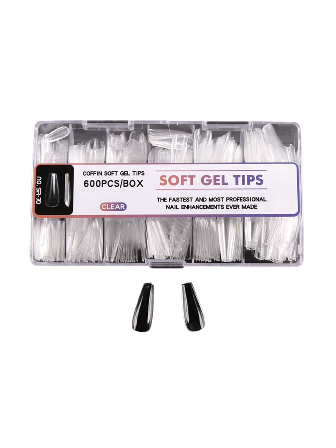 

RANORE Set Of 600 Coffin Press On Artificial Nails - Transparent
