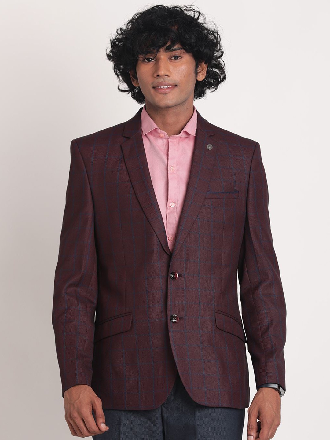 

Turtle Self Design Single-Breasted Casual Blazer, Brown