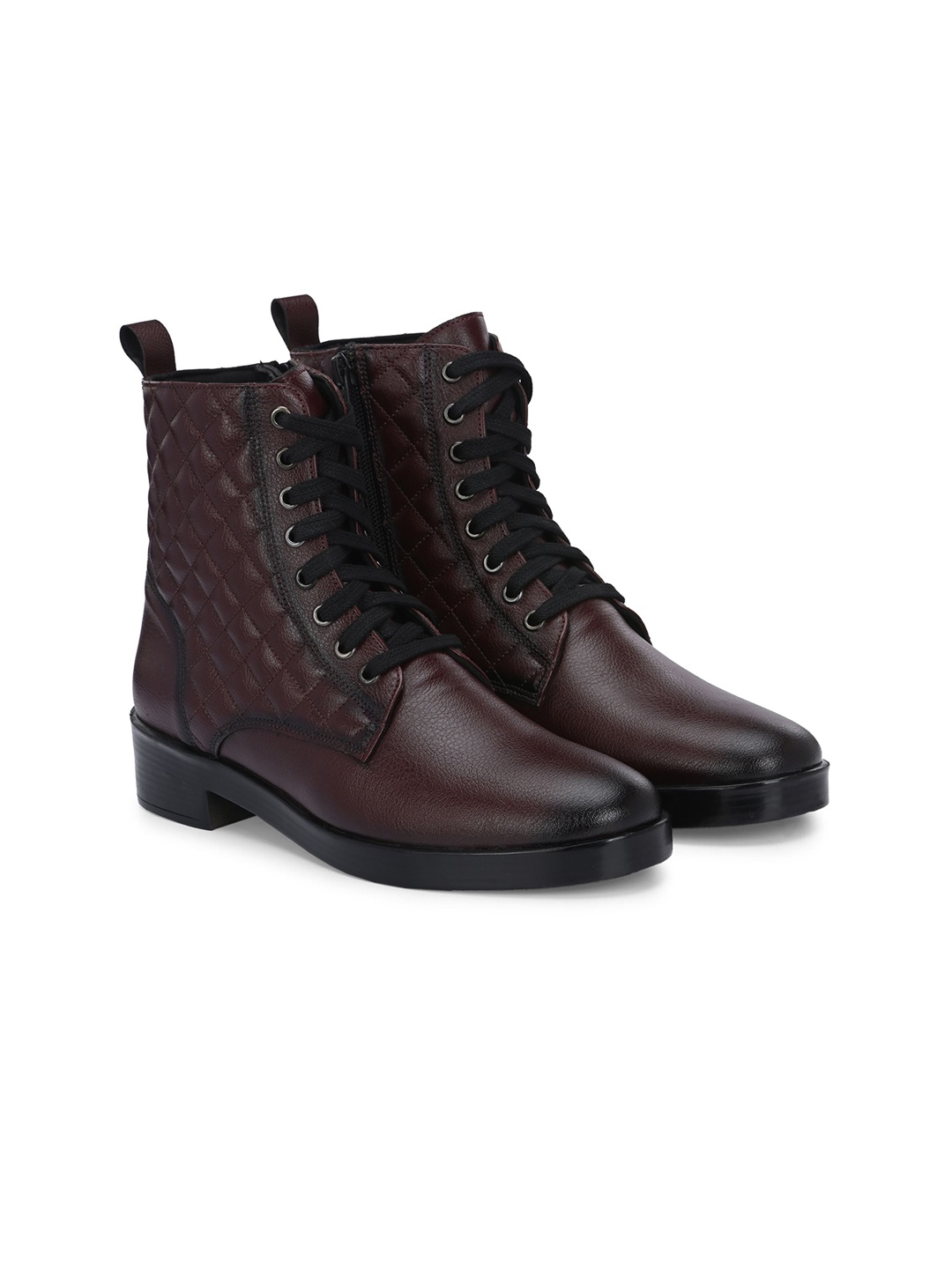 

Delize Women Textured Block-Heeled Regular Boots, Maroon