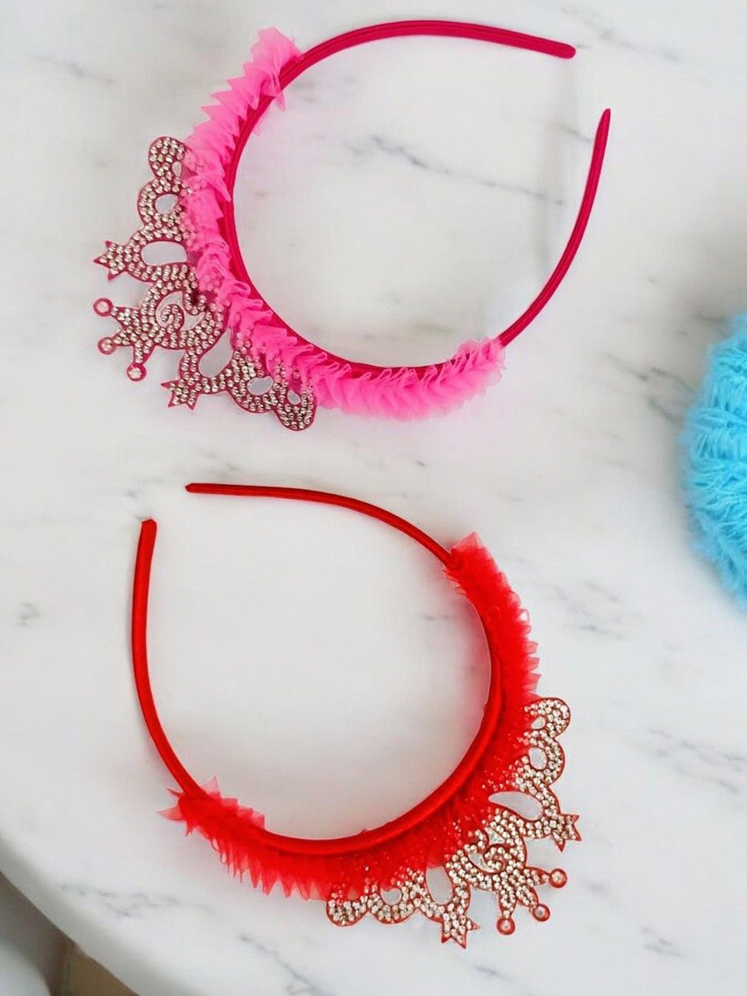 

9blings Girls Set of 2 Princess Embellished Hairbands, Pink