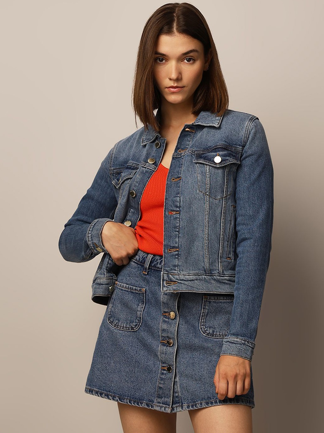 

ONLY Women Washed Denim Jacket, Blue
