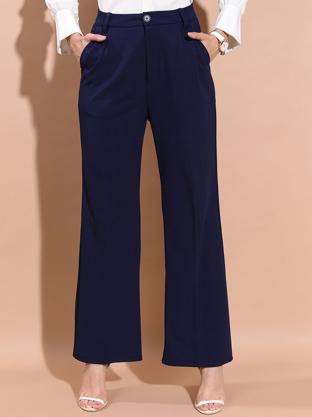 

Tokyo Talkies Women Straight Fit Trousers, Navy blue