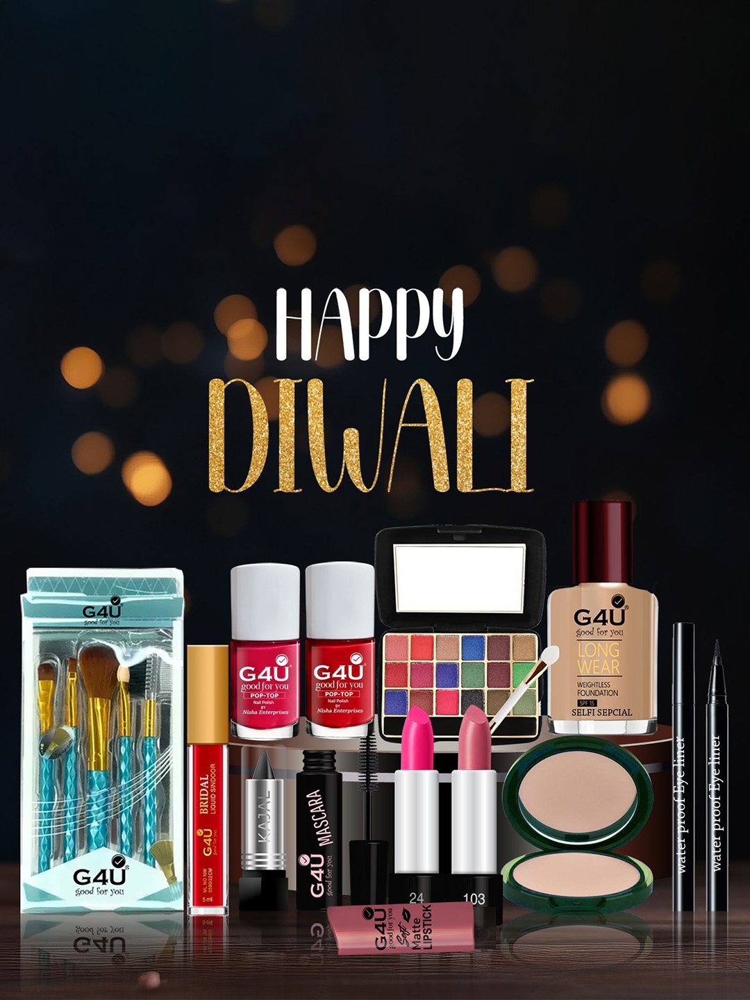 

G4U Set Of 16 Karwa Chauth Special Makeup Combo, Multi