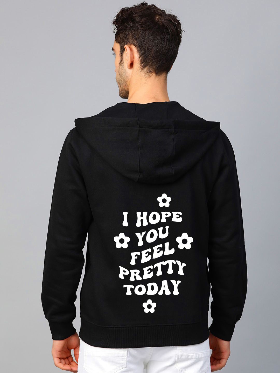 

FALTU.CO Men Typography Printed Hooded Sweatshirt, Black