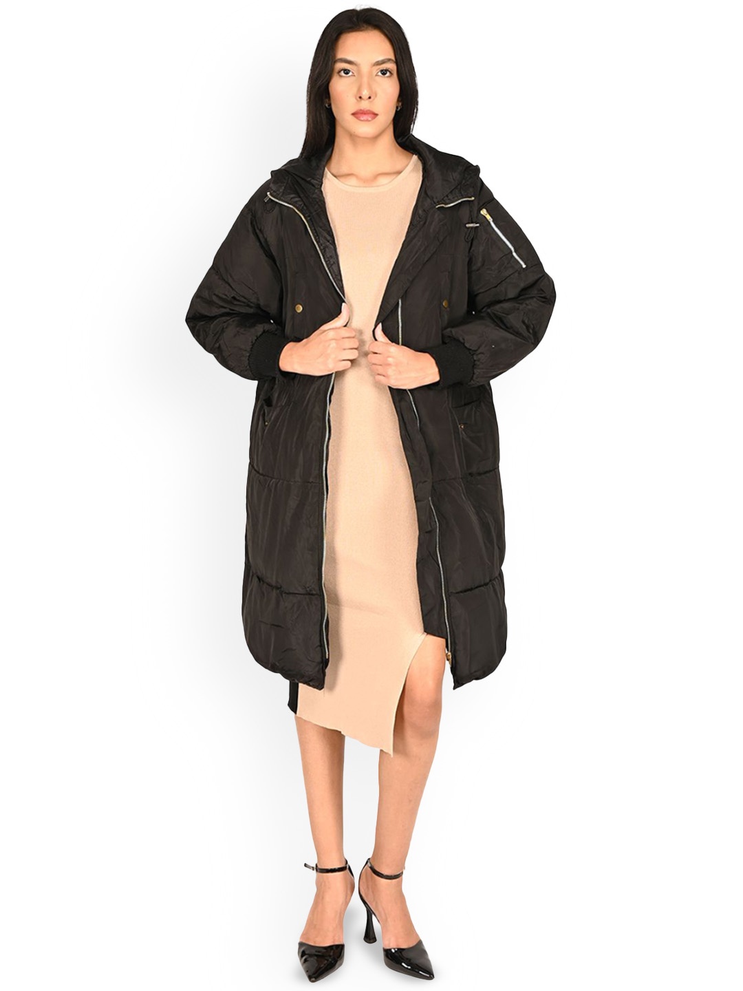 

ODETTE Women Longline Padded Jacket, Black