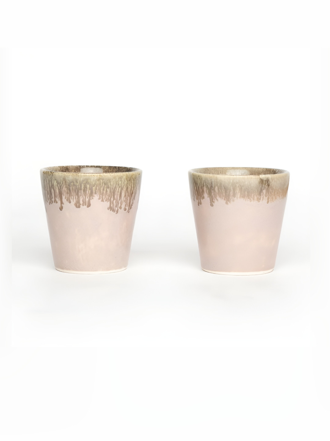 

AMALAFIEE CERAMICS Pink & Brown 2 Pieces Printed Ceramic Glossy Cups