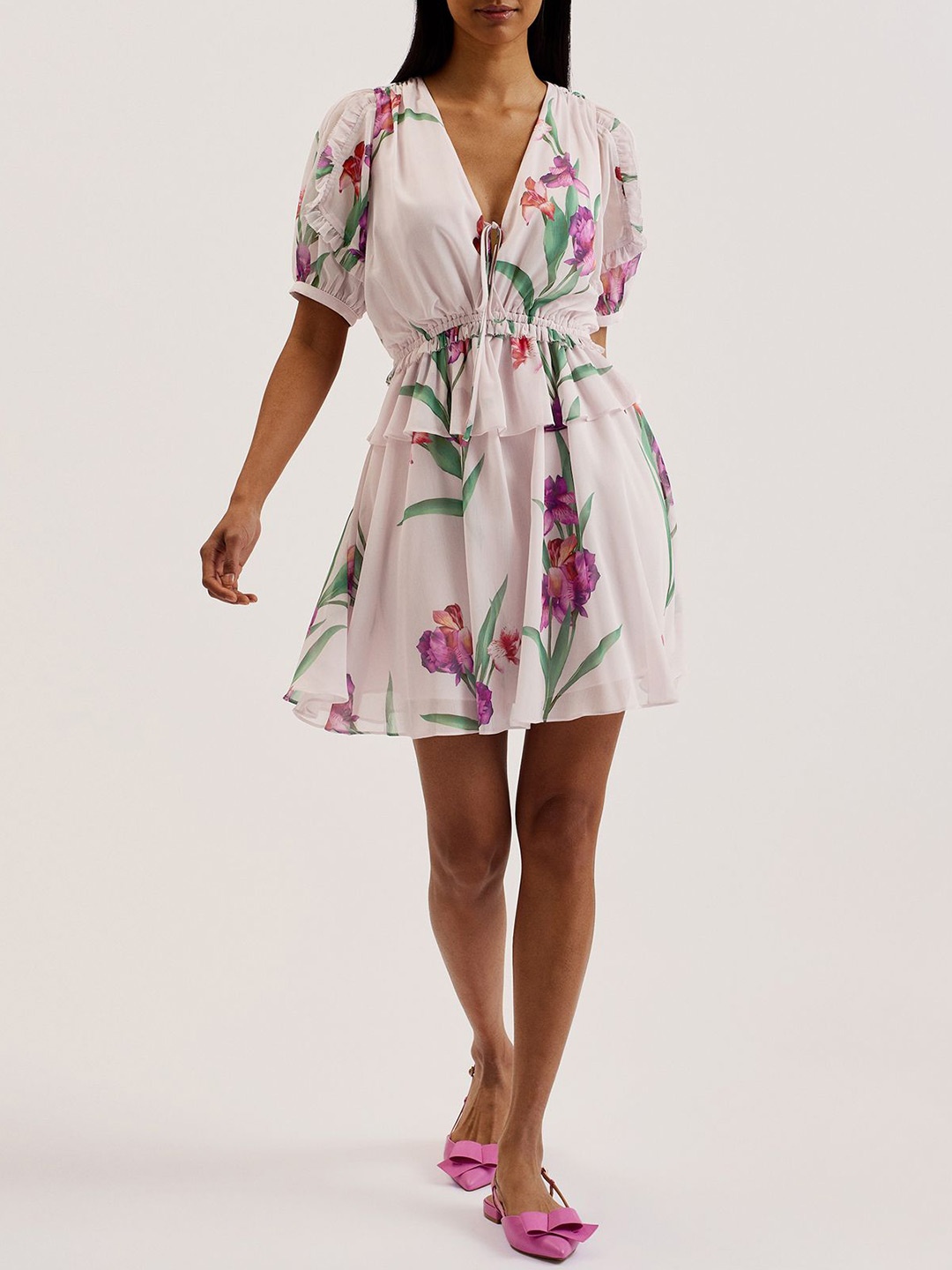 

Ted Baker Printed A-Line Mini Dress, Pink