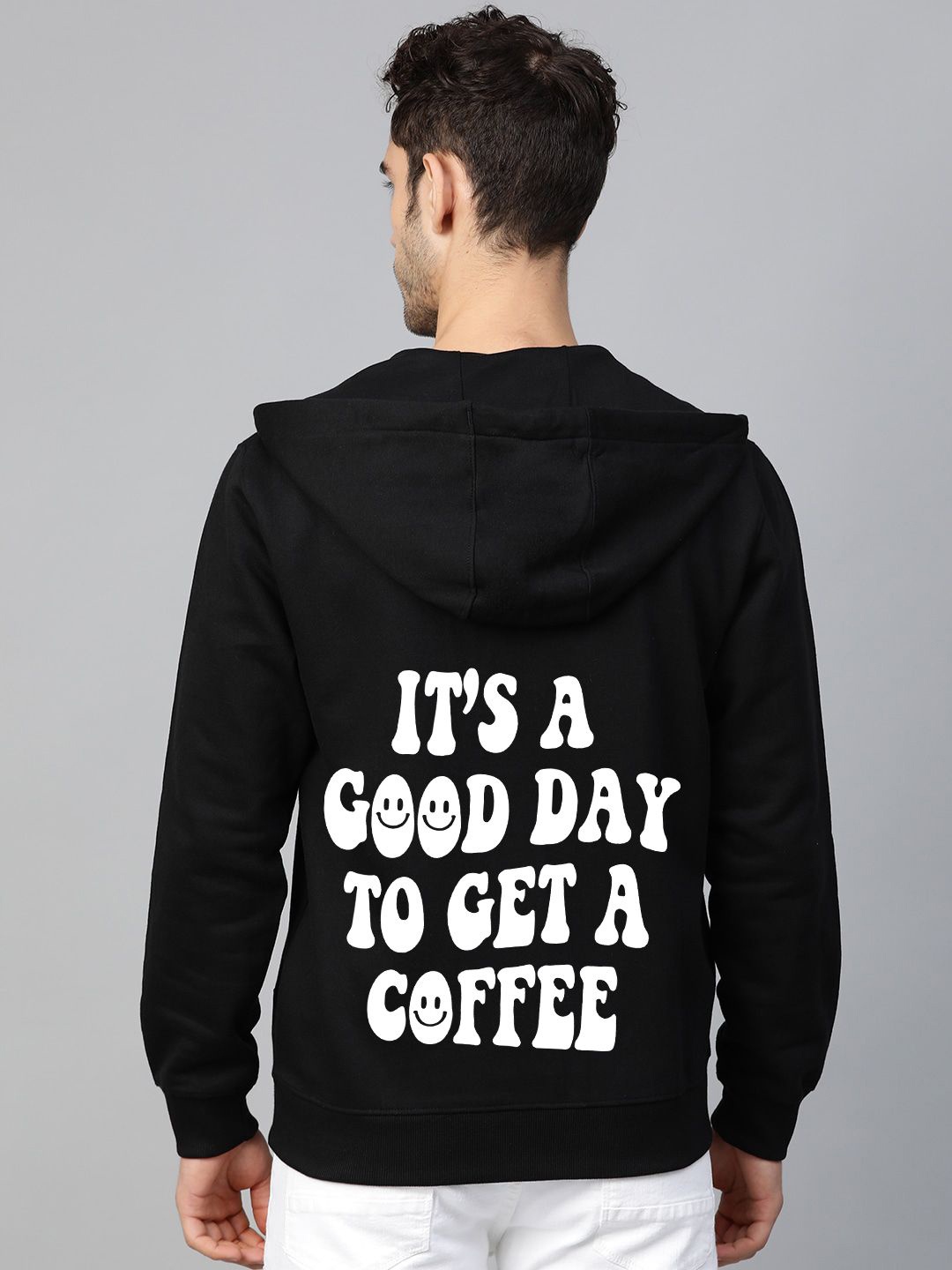 

FALTU.CO Men Typography Printed Hooded Ribbed Cotton Sweatshirt, Black