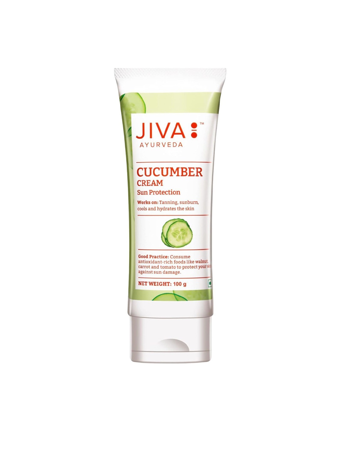 

Jiva Sun Protection Cucumber Cream for Tanning & Sunburn - 100g, White