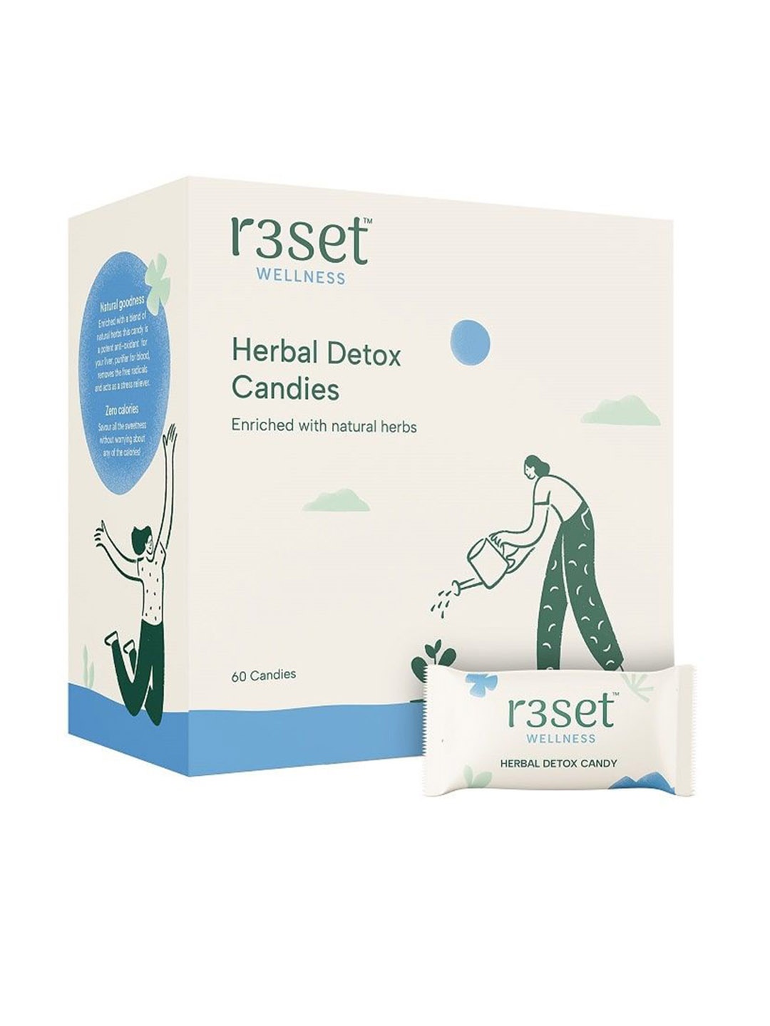 

R3SET 100% Natural Herbal Detox Candies-60 Candies, Green