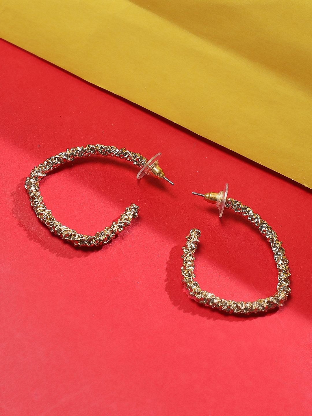 

ELLE Gold Plated Contemporary Hoop Earrings