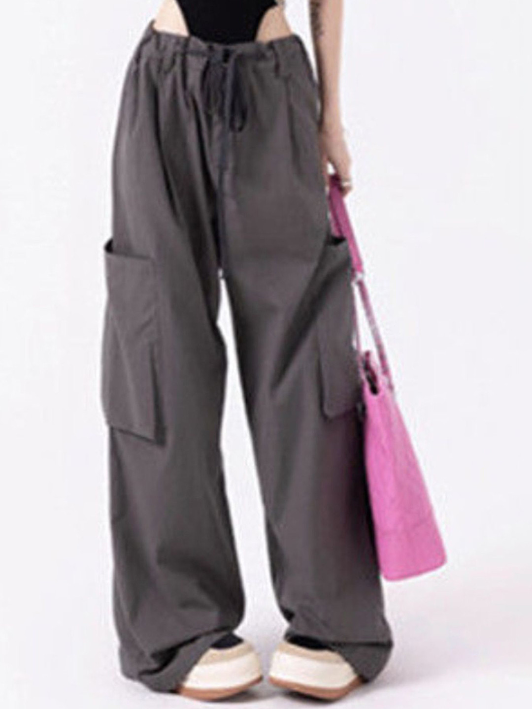 

LULU & SKY Women Loose Fit Trousers, Grey