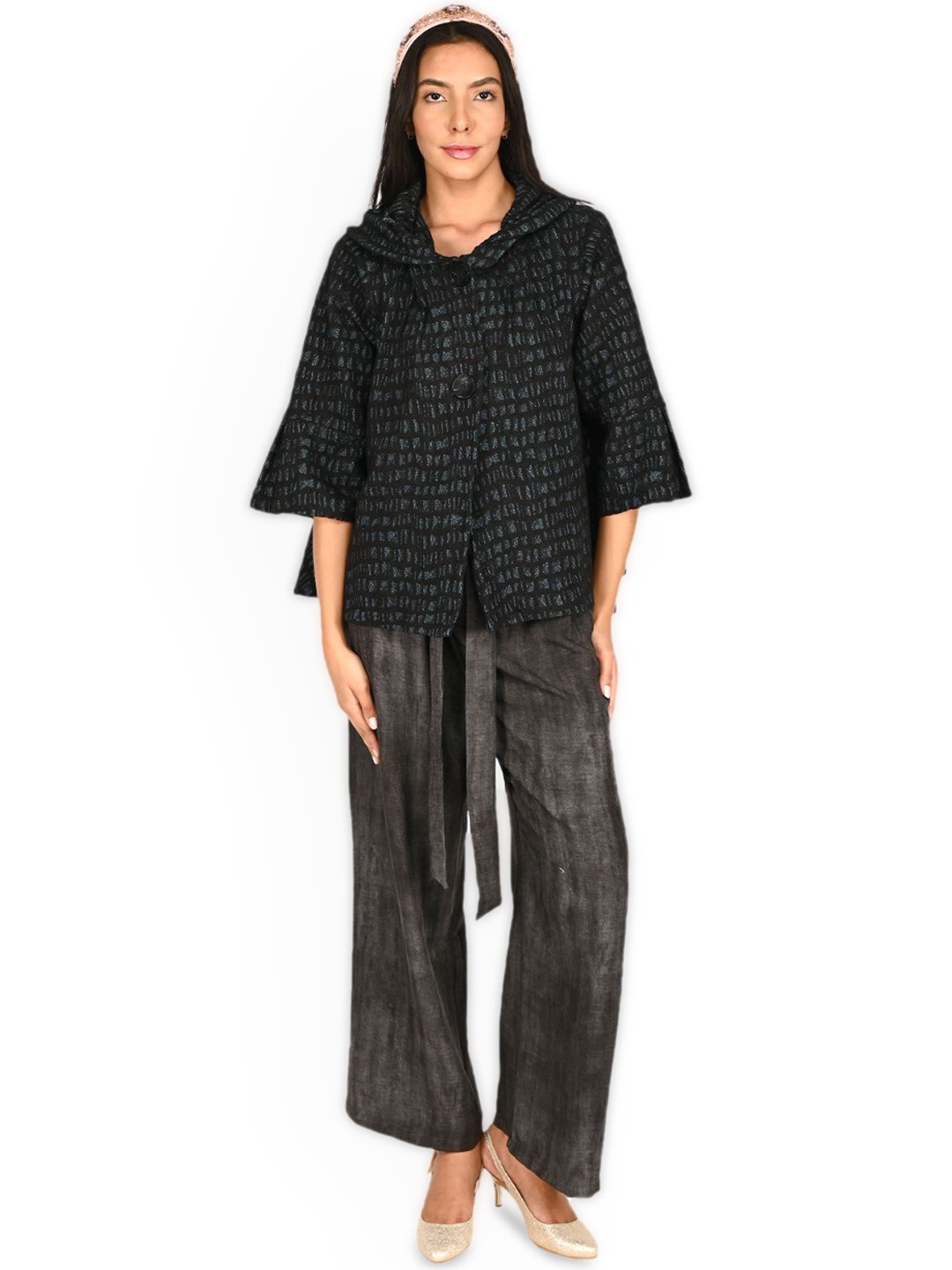 

ODETTE Women Open Front Jacket, Black