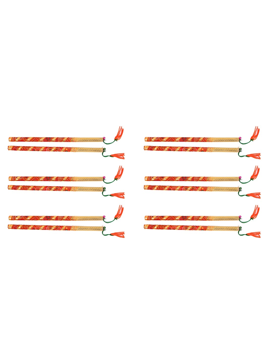 

BAISA 6-Pair Red & Green Laced Dandiya Sticks
