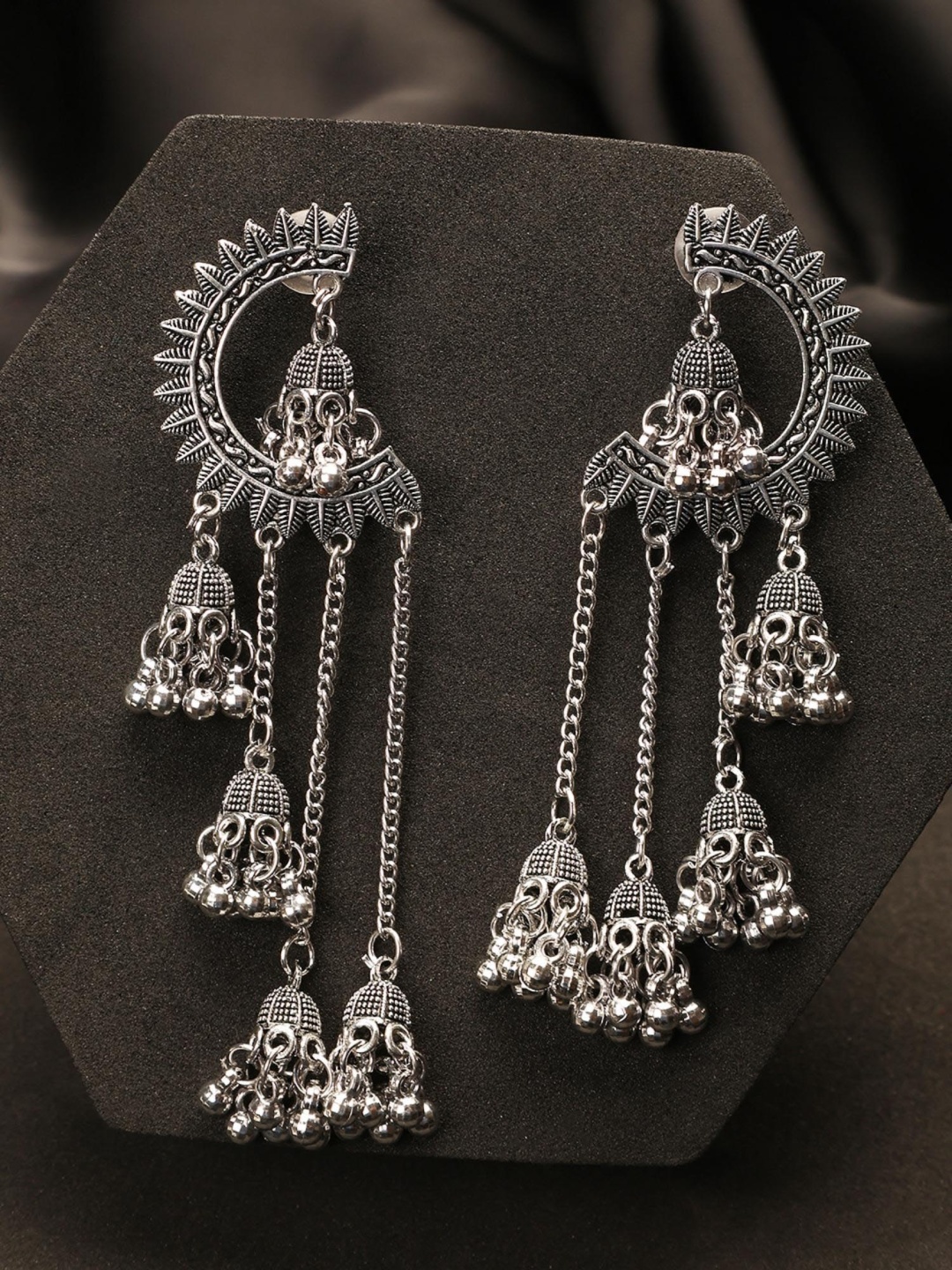 

ANIKAS CREATION Silver-Plated Drop Earrings