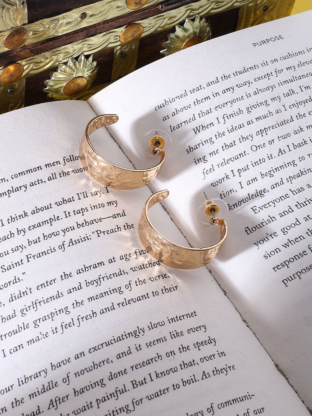 

ELLE Gold Plated Contemporary Half Hoop Earrings