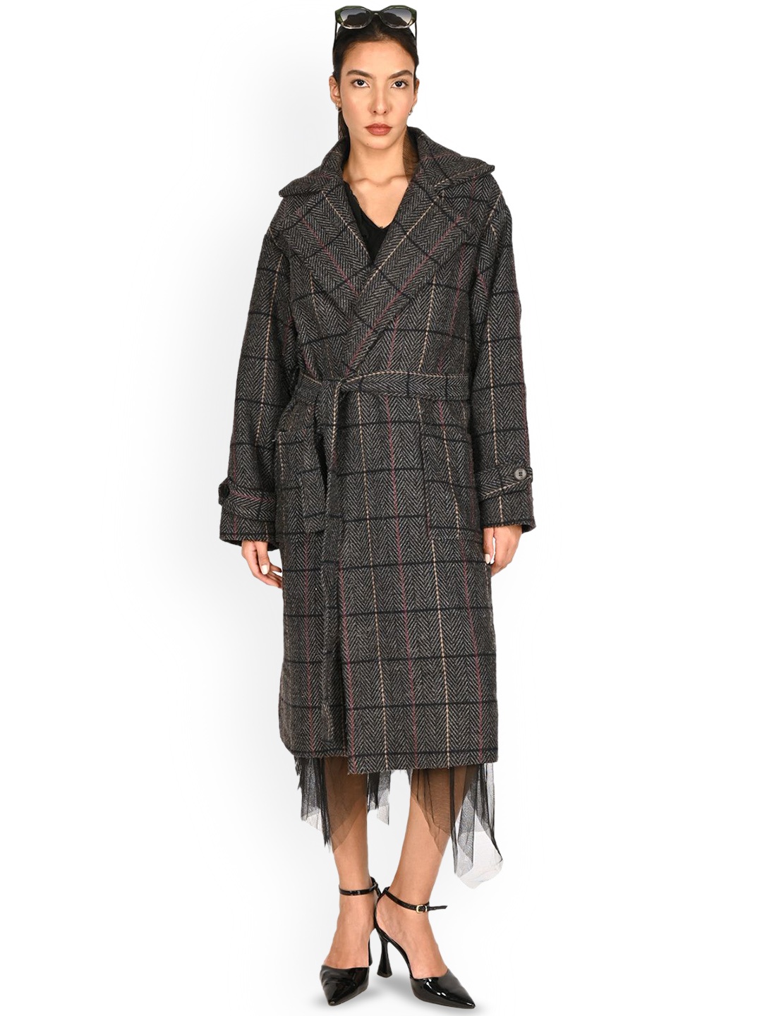 

ODETTE Women Longline Tailored Jacket, Grey
