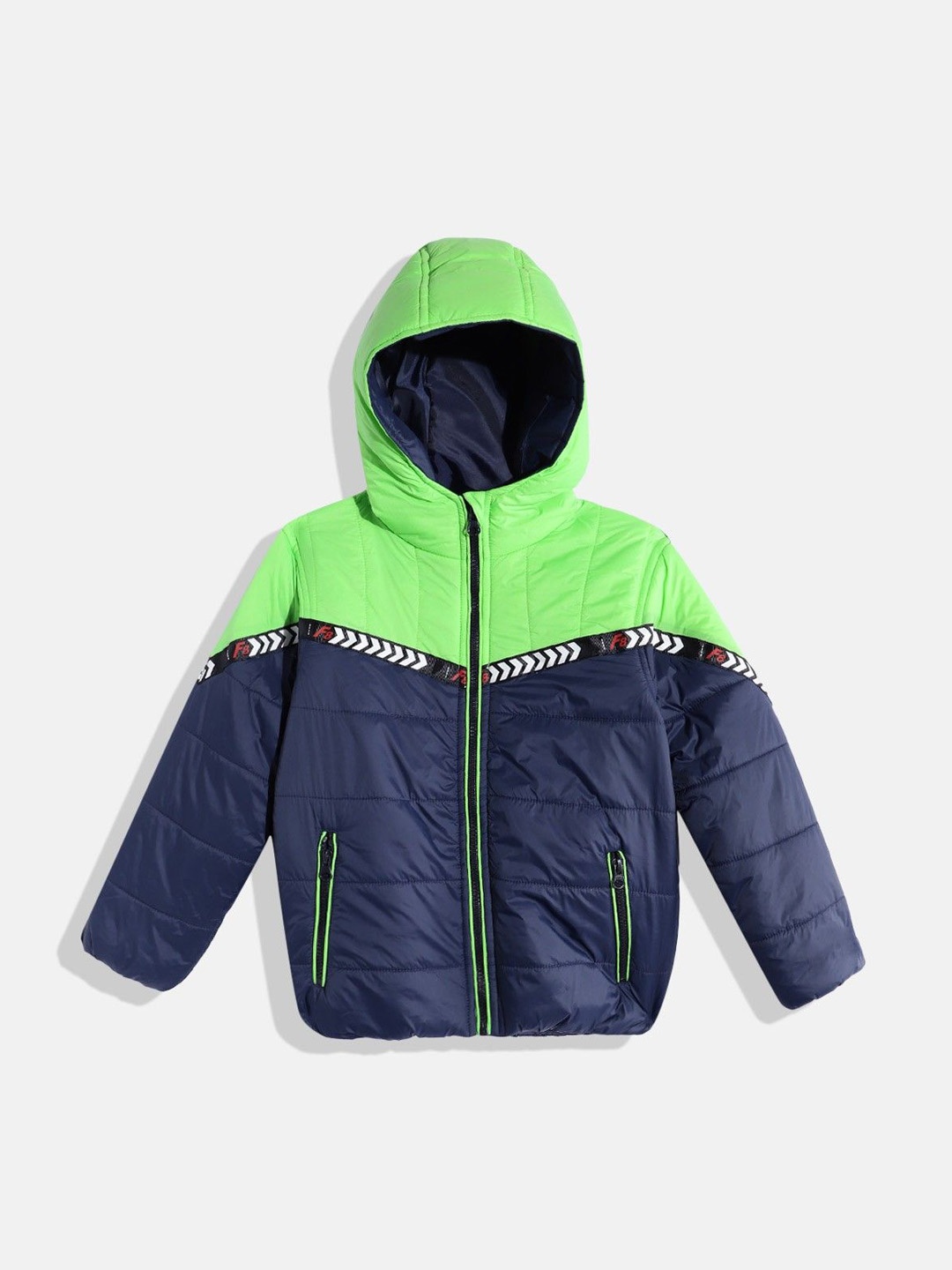 

GOJI Boys Colourblocked Hooded Puffer Jacket, Green