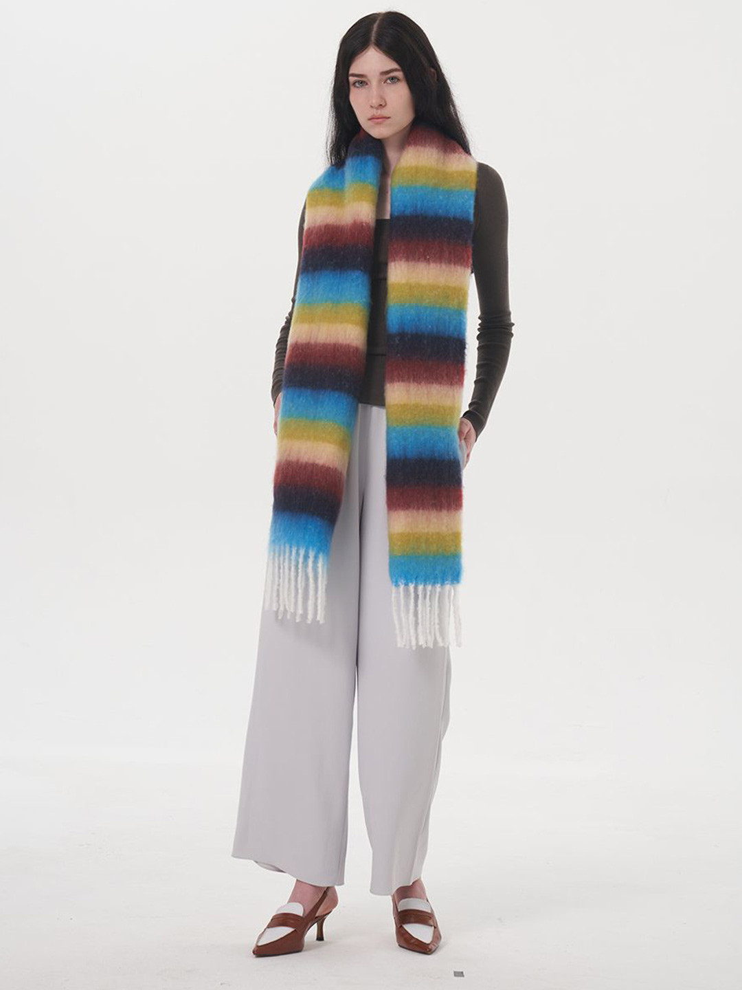 

JC Collection Women Striped Scarf, Blue