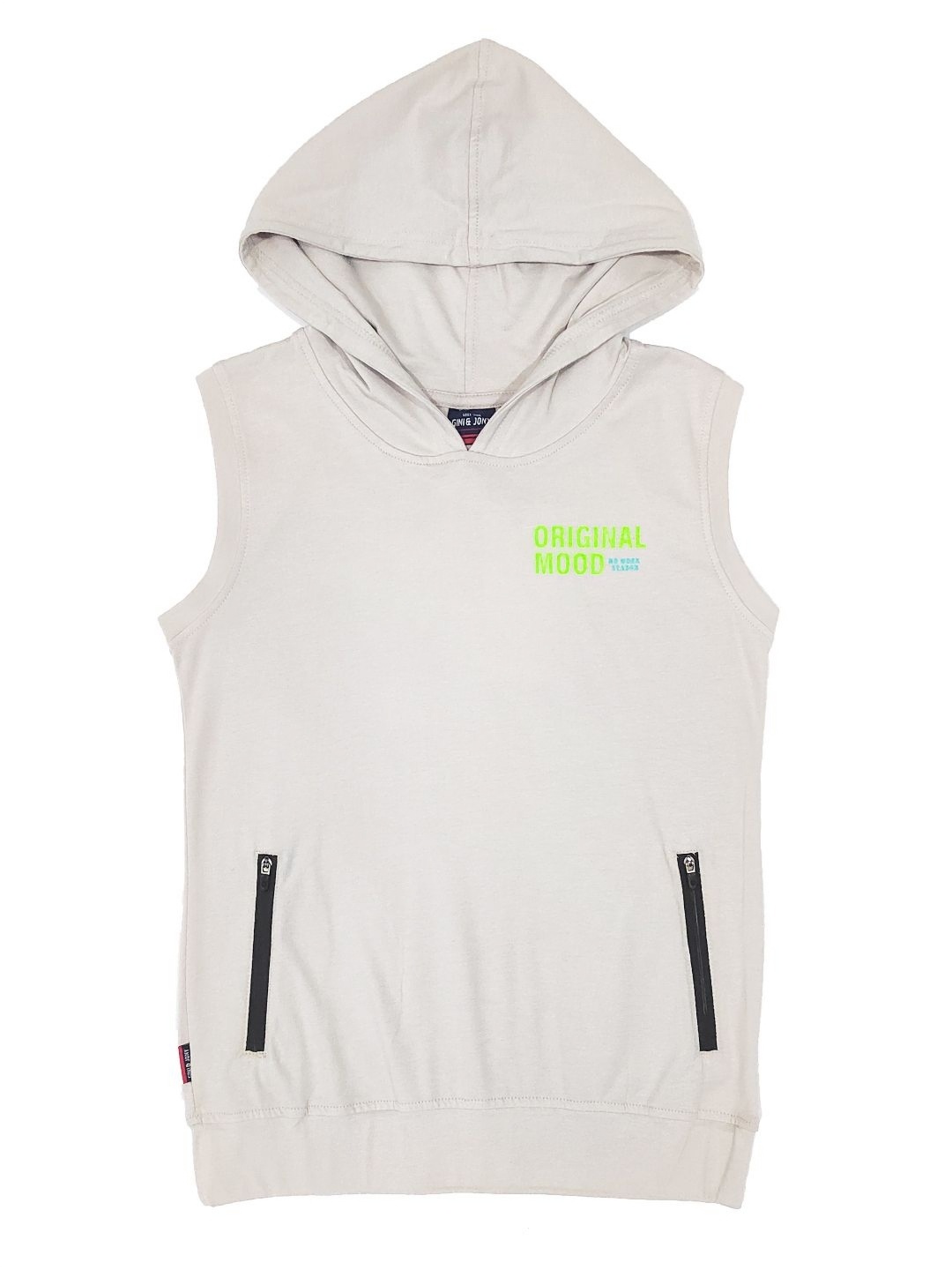 

Gini and Jony Boys Graphic Printed Hood Cotton T-shirt, Off white