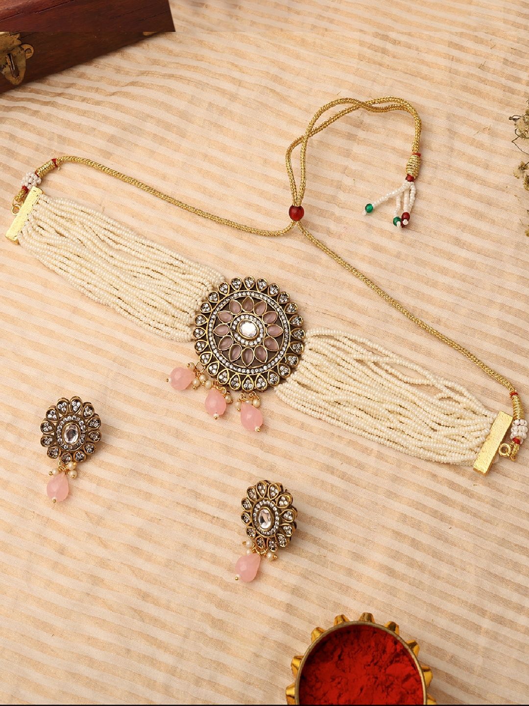 

VENI 18K Gold-Plated Kundan -Studded & Beaded Jewellery Set