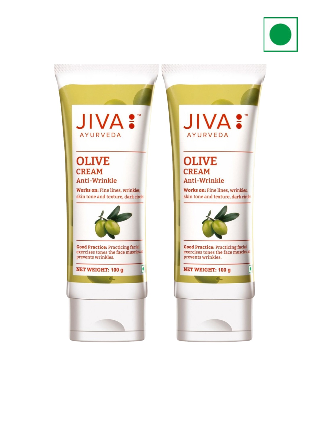 

Jiva Set Of 2 Anti-Wrinkle Olive Cream - 100g Each, White