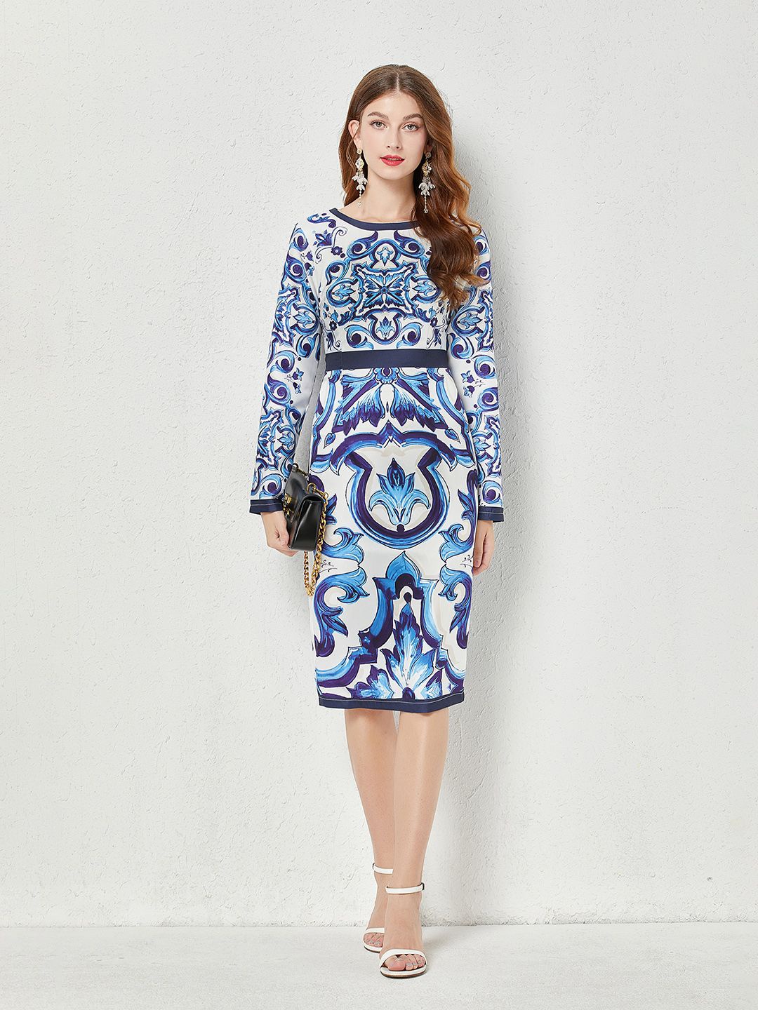 

JC Collection Printed Sheath Midi Dress, White