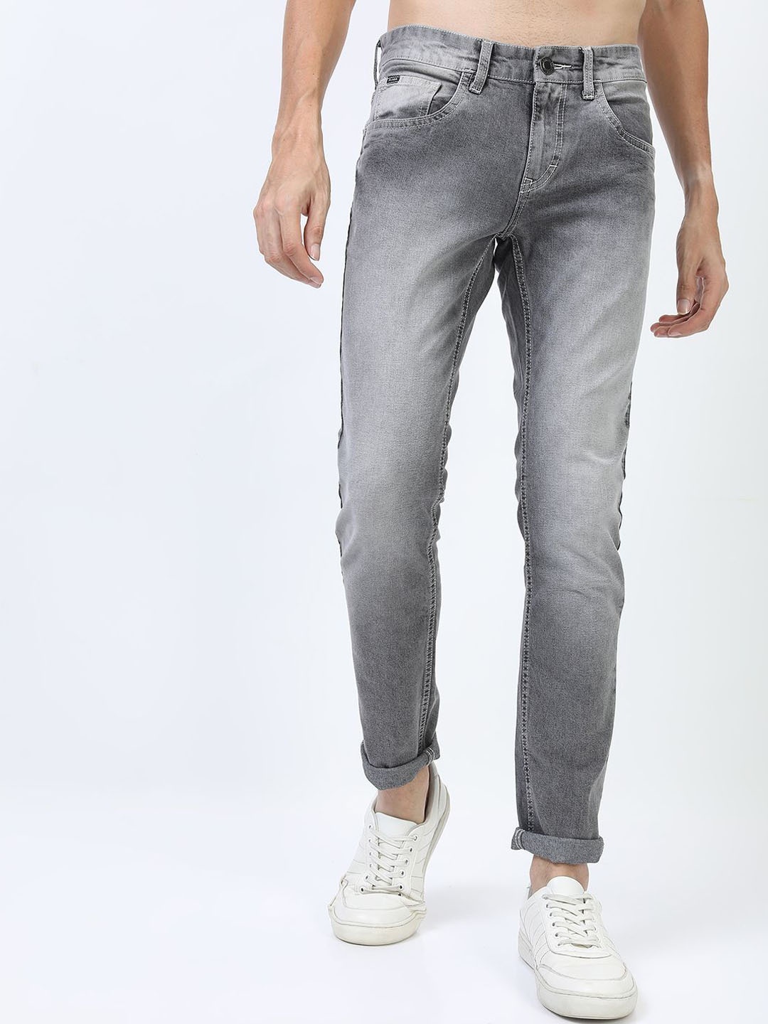 

HIGHLANDER Men Slim Fit Light Fade Stretchable Jeans, Grey