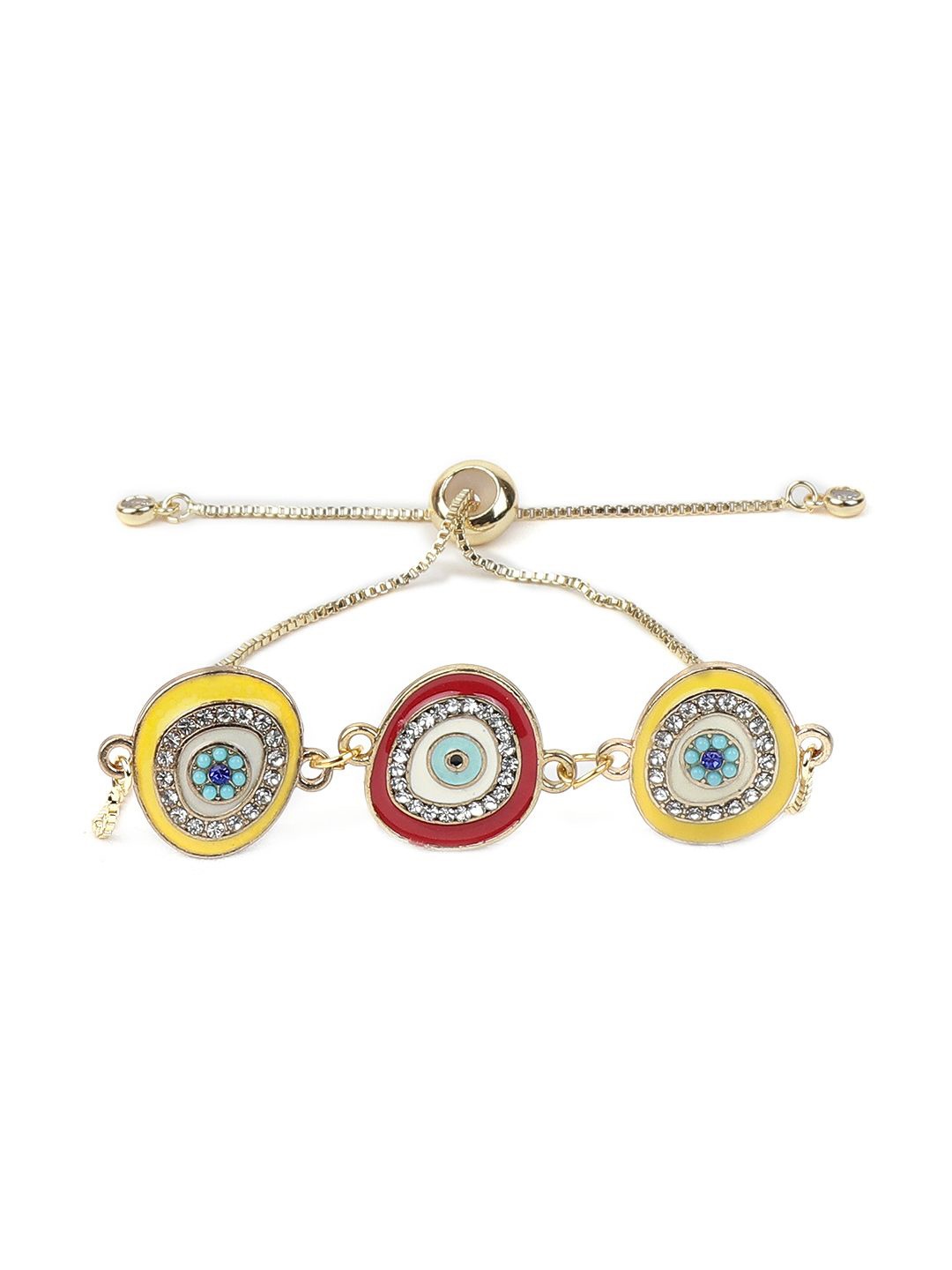 

EL REGALO Women Evil Eye Artificial Stones Studded Wraparound Bracelet, Gold