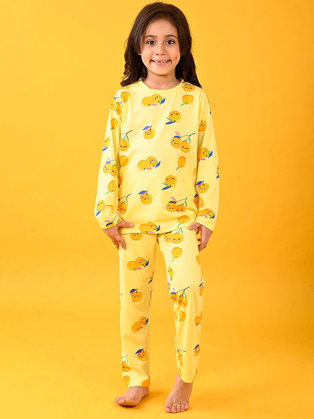 

Anthrilo Girls Printed Night suit, Yellow