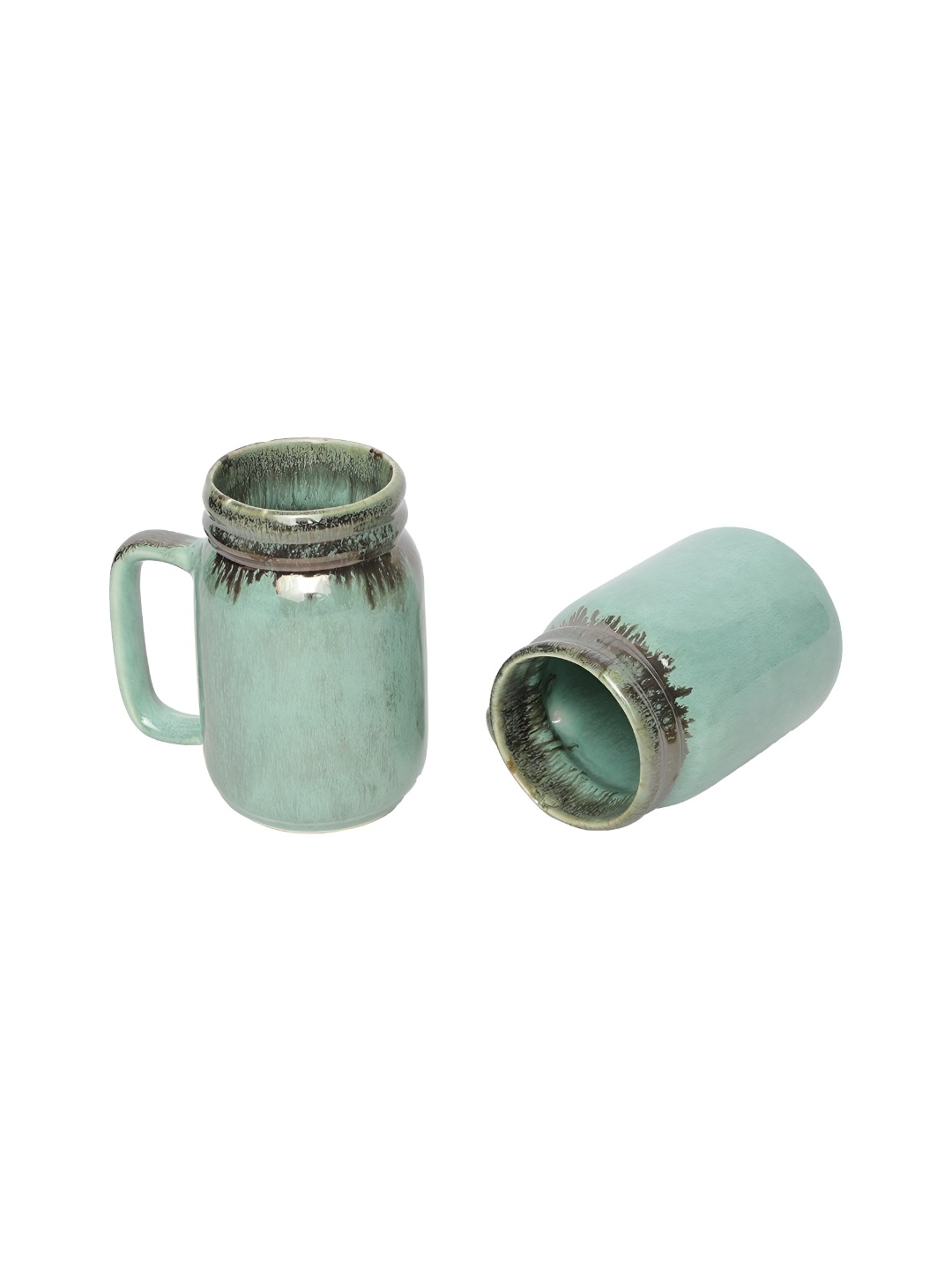

AMALAFIEE CERAMICS Blue & Grey 2 Pieces Printed Ceramic Glossy Mugs