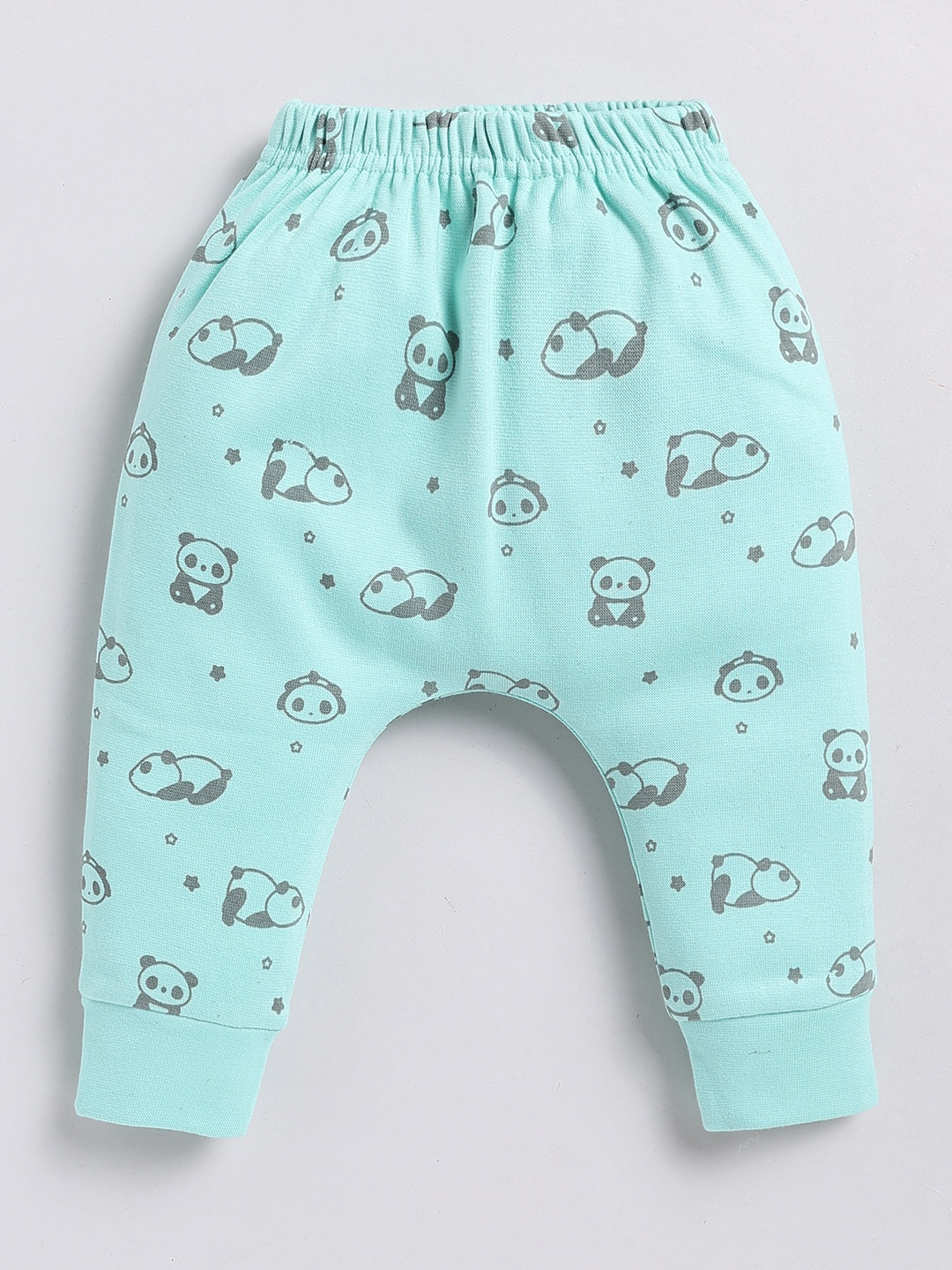 

YK X Tinyo Infant Girls Mid-Rise Printed Cotton Joggers, Sea green