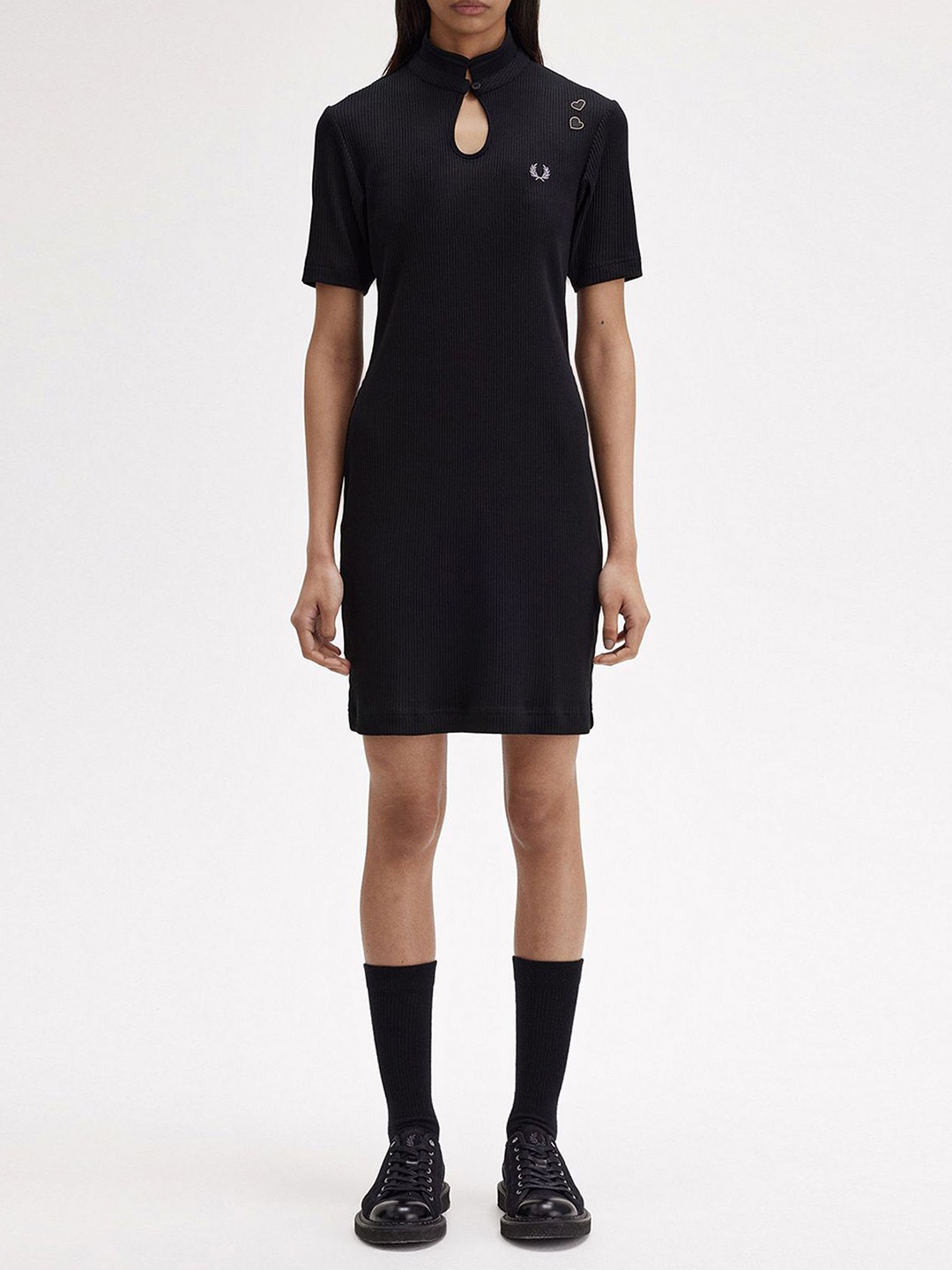 

Fred Perry Women Striped Keyhole Neck T-shirt Dress, Black