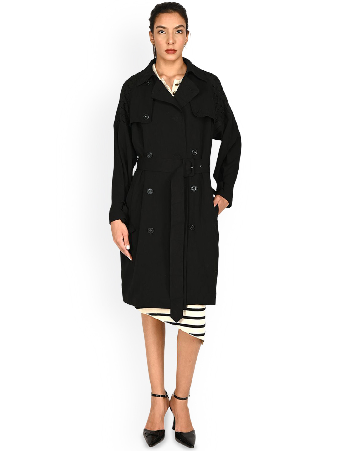 

ODETTE Women Suede Longline Tailored Jacket, Black