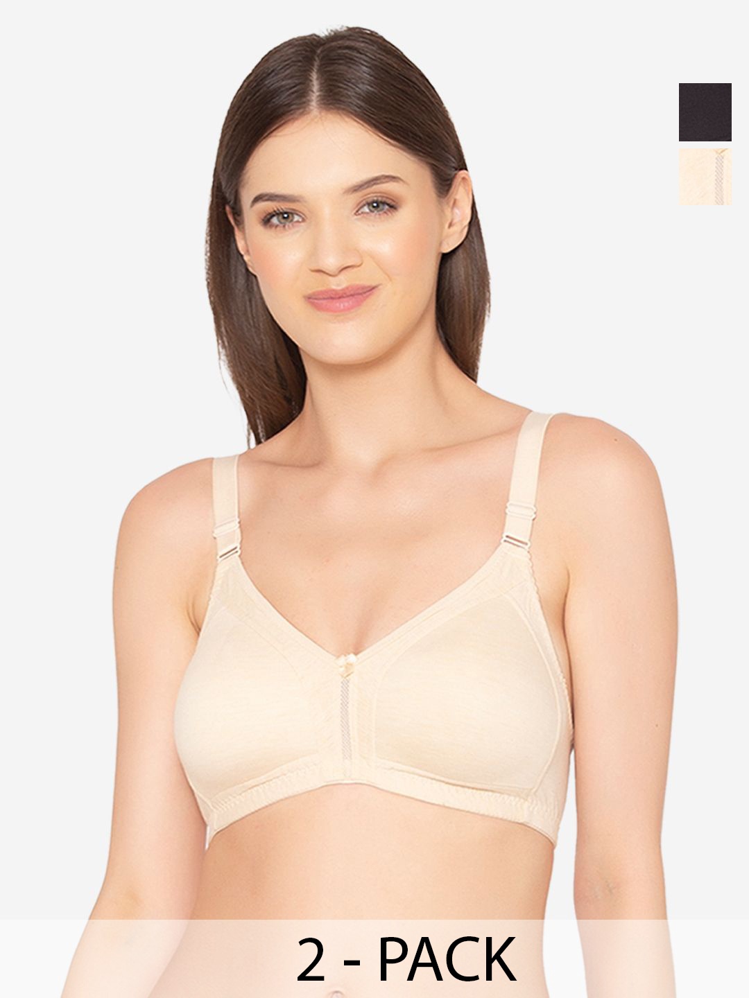

GROVERSONS Paris Beauty Pack of 2 Women Full Coverage Non-Padded Bra, Beige