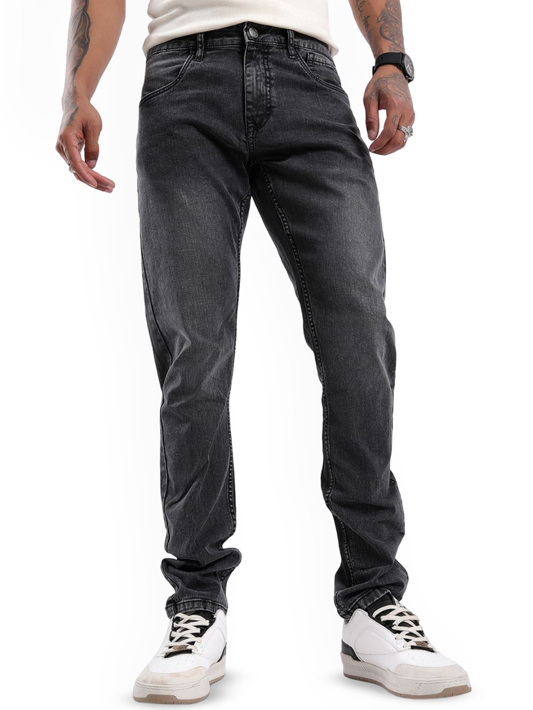 

WROGN Men Slim Fit Light Fade Jeans, Grey