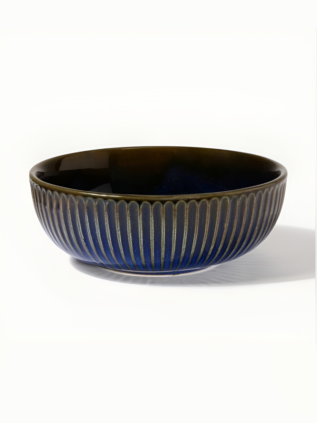 

AMALAFIEE CERAMICS Blue & Brown Textured Ceramic Microwave Safe Matte Serving Bowl