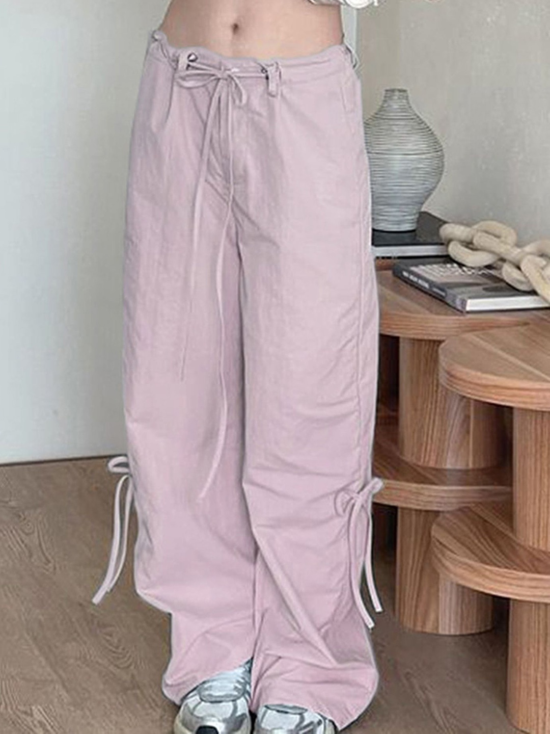 

LULU & SKY Women Straight Fit Trousers, Pink