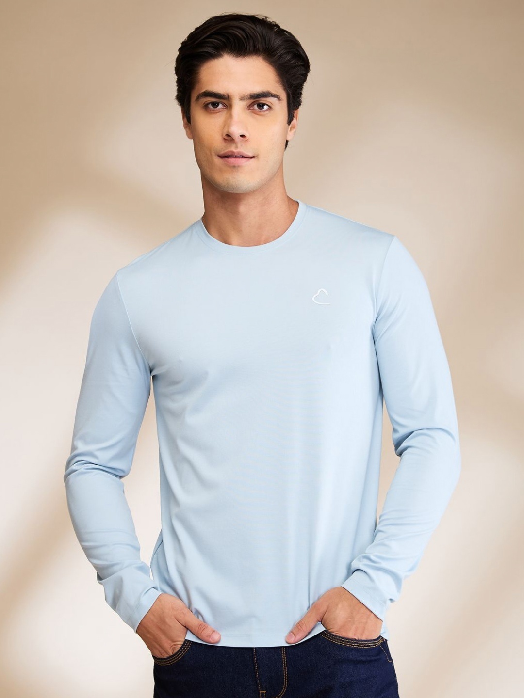 

Being Human Men Solid Round Neck Cotton Slim Fit T-shirt, Blue