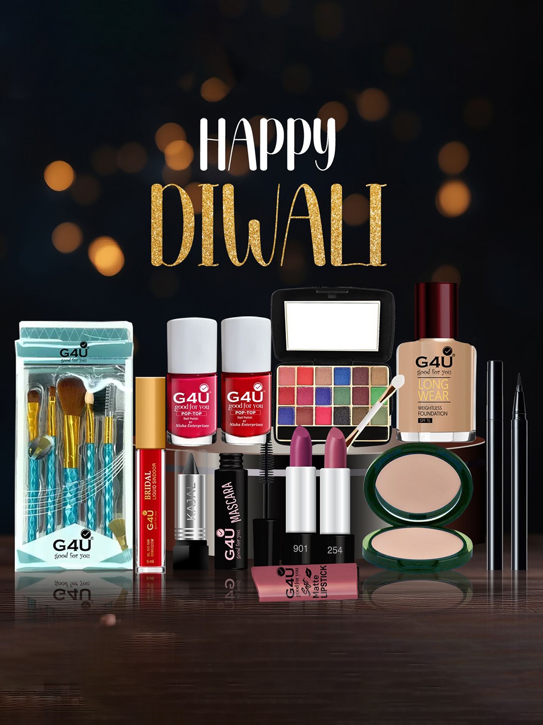 

G4U Set Of 16 Karwa Chauth Special Makeup Combo, Multi